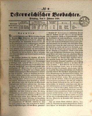 Der Oesterreichische Beobachter Dienstag 9. Januar 1838