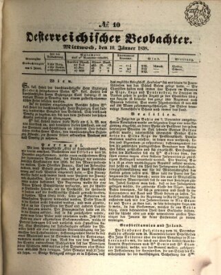 Der Oesterreichische Beobachter Mittwoch 10. Januar 1838