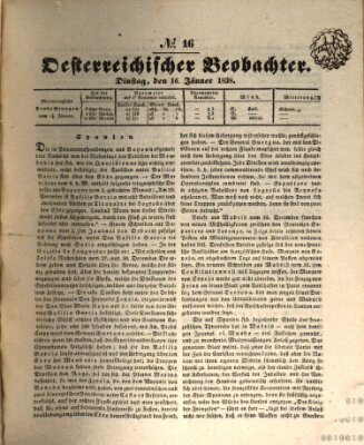 Der Oesterreichische Beobachter Dienstag 16. Januar 1838