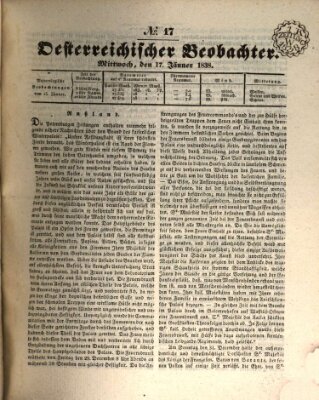 Der Oesterreichische Beobachter Mittwoch 17. Januar 1838