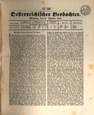 Der Oesterreichische Beobachter Montag 22. Januar 1838