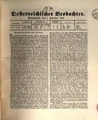 Der Oesterreichische Beobachter Samstag 3. Februar 1838