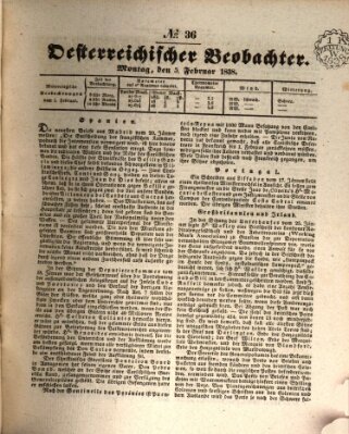 Der Oesterreichische Beobachter Montag 5. Februar 1838