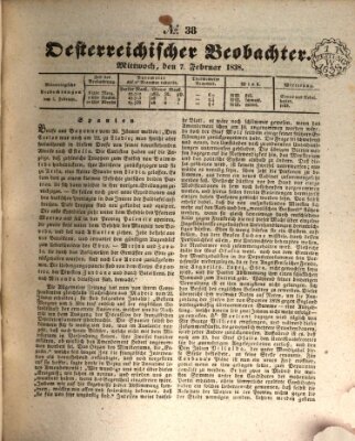 Der Oesterreichische Beobachter Mittwoch 7. Februar 1838