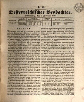 Der Oesterreichische Beobachter Donnerstag 8. Februar 1838