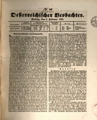 Der Oesterreichische Beobachter Freitag 9. Februar 1838