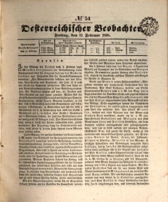 Der Oesterreichische Beobachter Freitag 23. Februar 1838