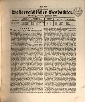 Der Oesterreichische Beobachter Montag 26. Februar 1838