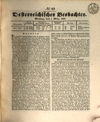 Der Oesterreichische Beobachter Montag 5. März 1838