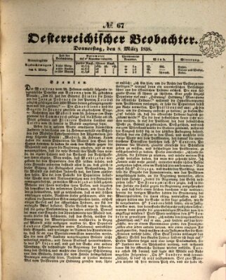 Der Oesterreichische Beobachter Donnerstag 8. März 1838