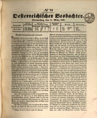 Der Oesterreichische Beobachter Donnerstag 15. März 1838