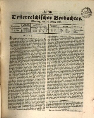 Der Oesterreichische Beobachter Montag 19. März 1838