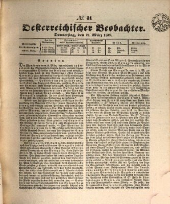 Der Oesterreichische Beobachter Donnerstag 22. März 1838