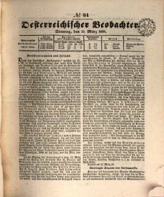 Der Oesterreichische Beobachter Sonntag 25. März 1838