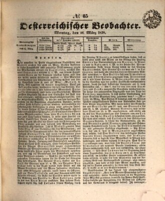 Der Oesterreichische Beobachter Montag 26. März 1838