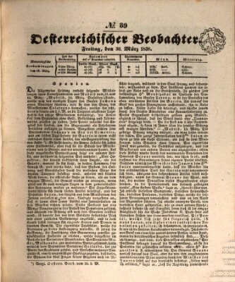 Der Oesterreichische Beobachter Freitag 30. März 1838