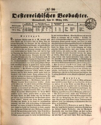 Der Oesterreichische Beobachter Samstag 31. März 1838