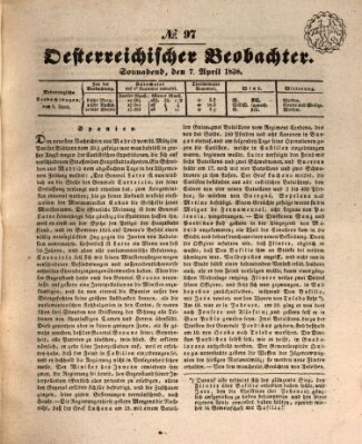 Der Oesterreichische Beobachter Samstag 7. April 1838