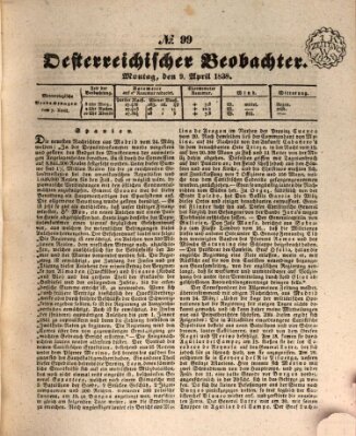 Der Oesterreichische Beobachter Montag 9. April 1838