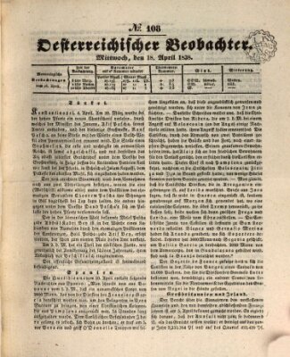 Der Oesterreichische Beobachter Mittwoch 18. April 1838