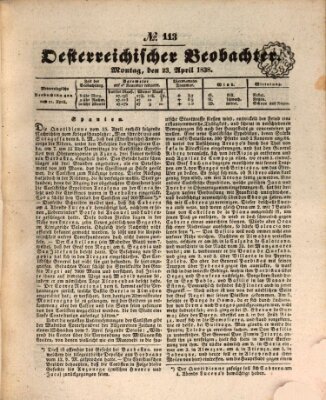 Der Oesterreichische Beobachter Montag 23. April 1838