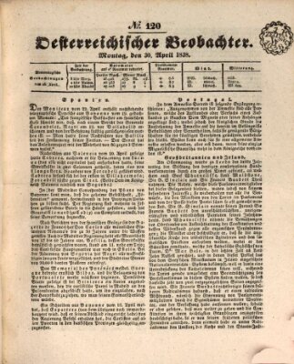 Der Oesterreichische Beobachter Montag 30. April 1838