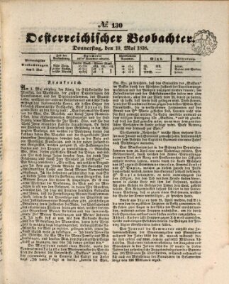 Der Oesterreichische Beobachter Donnerstag 10. Mai 1838