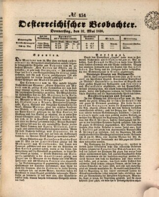 Der Oesterreichische Beobachter Donnerstag 31. Mai 1838