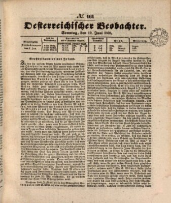 Der Oesterreichische Beobachter Sonntag 10. Juni 1838