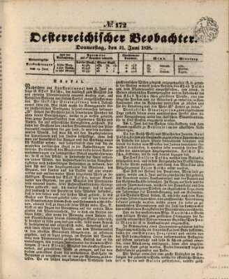 Der Oesterreichische Beobachter Donnerstag 21. Juni 1838