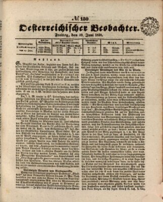 Der Oesterreichische Beobachter Freitag 29. Juni 1838