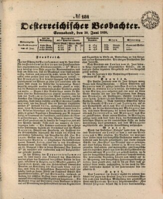 Der Oesterreichische Beobachter Samstag 30. Juni 1838