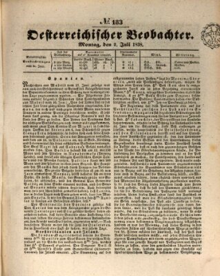 Der Oesterreichische Beobachter Montag 2. Juli 1838