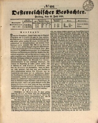 Der Oesterreichische Beobachter Freitag 13. Juli 1838