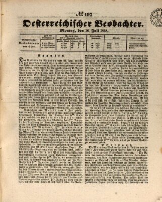 Der Oesterreichische Beobachter Montag 16. Juli 1838