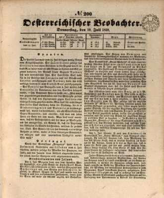 Der Oesterreichische Beobachter Donnerstag 19. Juli 1838