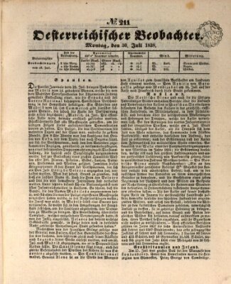 Der Oesterreichische Beobachter Montag 30. Juli 1838