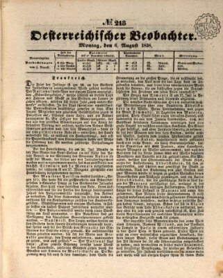 Der Oesterreichische Beobachter Montag 6. August 1838