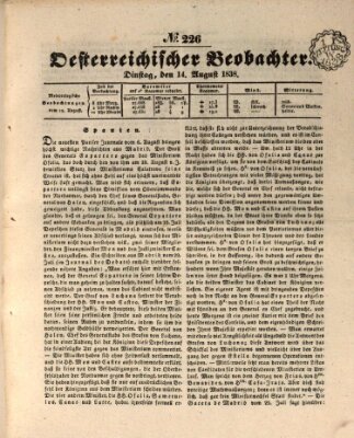 Der Oesterreichische Beobachter Dienstag 14. August 1838