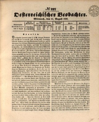 Der Oesterreichische Beobachter Mittwoch 15. August 1838