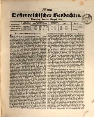 Der Oesterreichische Beobachter Sonntag 26. August 1838