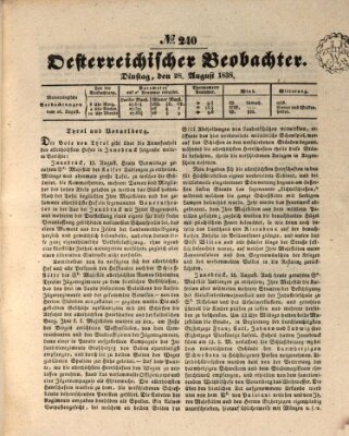 Der Oesterreichische Beobachter Dienstag 28. August 1838