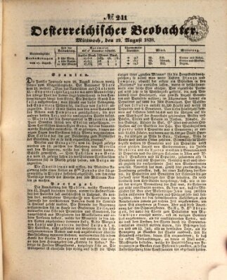 Der Oesterreichische Beobachter Mittwoch 29. August 1838