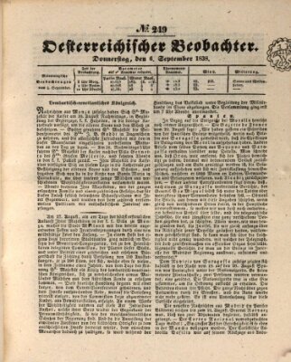 Der Oesterreichische Beobachter Donnerstag 6. September 1838