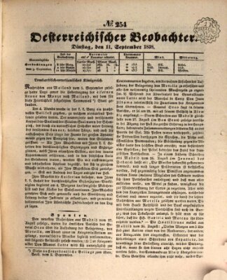 Der Oesterreichische Beobachter Dienstag 11. September 1838