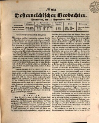 Der Oesterreichische Beobachter Samstag 15. September 1838