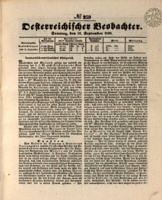 Der Oesterreichische Beobachter Sonntag 16. September 1838