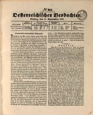 Der Oesterreichische Beobachter Dienstag 18. September 1838