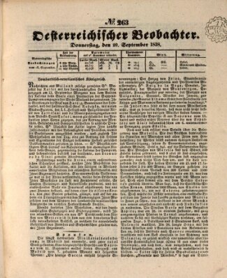 Der Oesterreichische Beobachter Donnerstag 20. September 1838