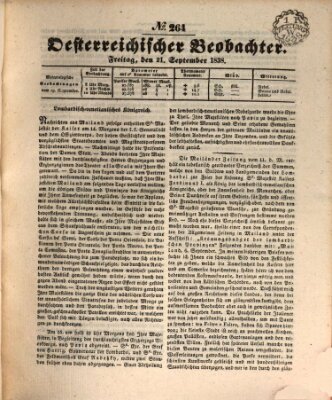 Der Oesterreichische Beobachter Freitag 21. September 1838